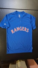 Texas Rangers Majestic Cool Base 2 Button Replica Jersey Shirt Mens S Blue