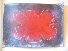 Original Mixed Media Painting RED STAR Abstract Expressionism Black White 11x15