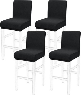 4er-Pack abnehmbare waschbare Barhocker Stretch Schonbezug Esszimmer Stuhlhussen - schwarz