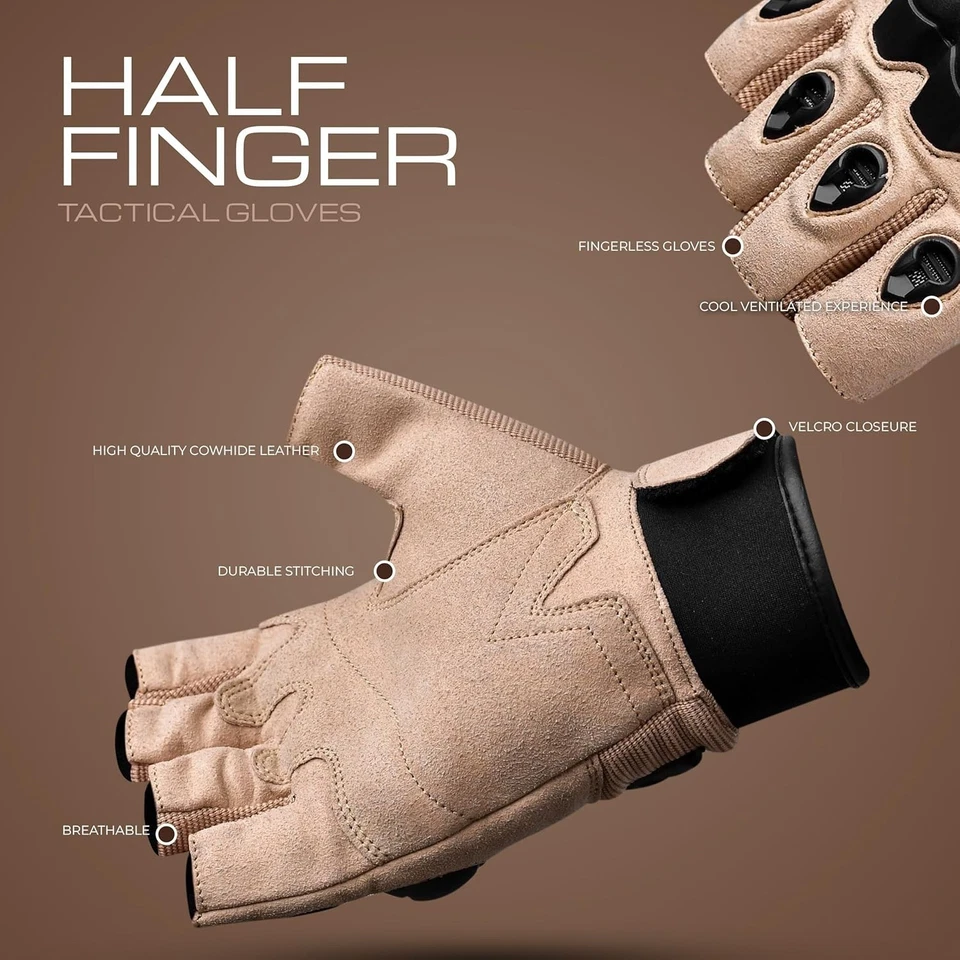 J.A.G. Guantes tácticos sin dedos para hombre - Guantes duros de protección de nudillos Foto 4 de 4