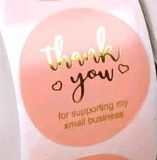 50 THANK YOU FOR SUPPORTING MY SMALL BUSINESS ENVELOPE SEAL LABEL STICKERS 1.0"