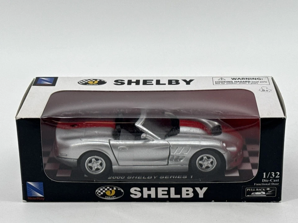 NewRay 2000 Shelby Series 1 Silver 1:32 Diecast Model Car NIB American Muscle HT - Image 2 of 4