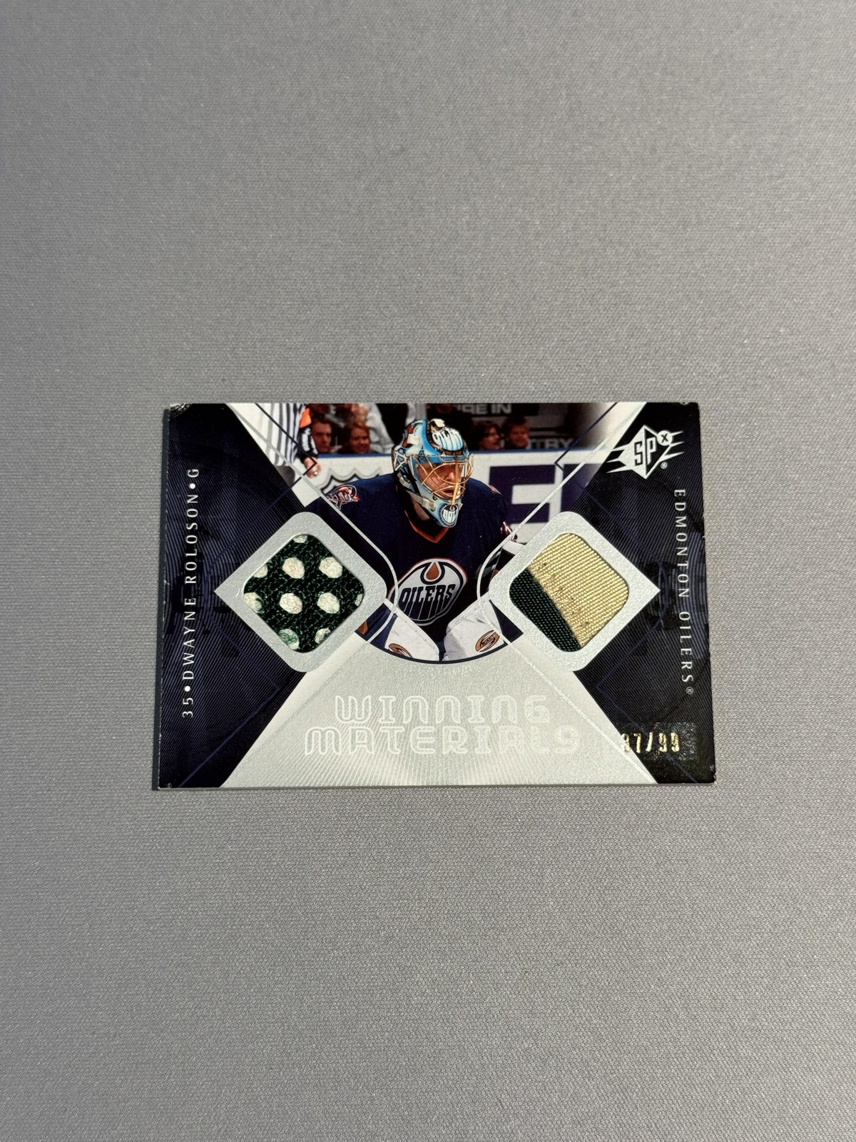 2007-08 SPx #WM-DR Dwayne Roloson Winning Materials Spectrum #/99