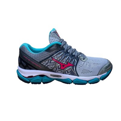 Mizuno Women s Gray & Teal Mesh Wave Horizon Running Shoes Size 8