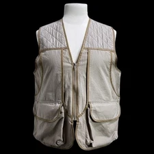 Game Winner Quilted Shooting Vest Mens XL Beige Utility Pockets Hunting Outdoors