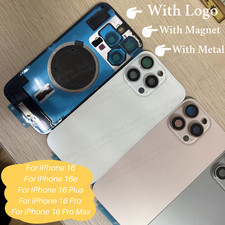 For iPhone 16e /Pro Back Glass Replacement Big Hole Rear Cover With Metal Magnet