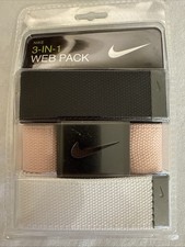 Nike 3-In-1 Men's Golf Web Belt One Size Trim To Fit Adjust Black/White/Pink
