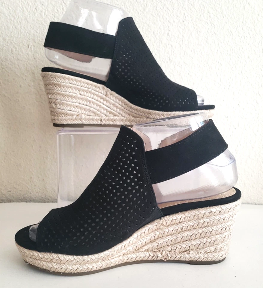 Sandalias Liz Claiborne para mujer talla 7M magenta cuñas tacones paja tiras. Foto 3 de 4