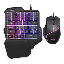 RedThunder One-Handed RGB Gaming Keyboard and Mouse Combo, 35 Keys Mini Gamin...