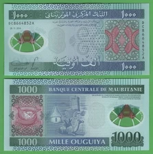 Mauritania 1,000 Ouguiya 2014 UNC P-19 Saharan Polymer Banknote Uncirculated