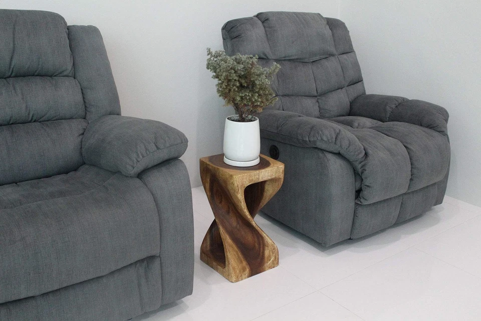 Haussmann Original Wood Twist End Table 10x10x18 in Height Walnut Oil - Image 3 of 4