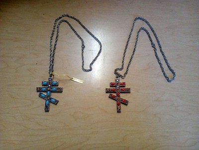 Russian Orthodox Cross Pendants Three Bar Crosses Lot of 2