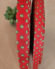 3/8  5/8" 1YD Green Polka Grosgrain Ribbon Grinch Themed Ribbon