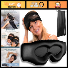 3D Mulberry Silk Sleep Mask Blackout Eye Mask for Men Women, Adjustable Stra