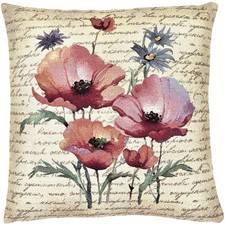 Kissenhülle 45 x 45 Kissenbezug Gobelin Mohn Kornblumen Sandner Made in Germany