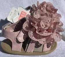 Rising Star Pink Floral Sandals Flower Accent Hook Loop Girls Casual Shoes