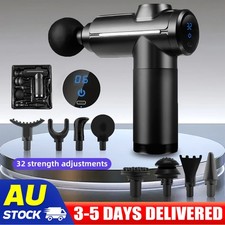 32 Speeds Massage Gun LCD Deep Tissue Percussion 8 Heads Muscle Therapy Relaxing