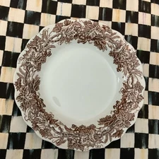 Booths Brown  Vine & Wheat 8.5" Rimmed Soup Bowl England A-8083