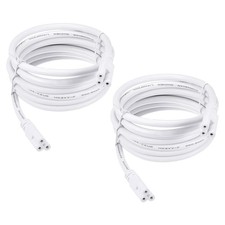 2Pcs LED Tube Connector Cable Power Cable Double Connection White 6.56ft