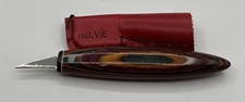 Helvie Carving Knife 1 1/4" Detail Blade W/Sheath Beautiful 5" Wood Handle