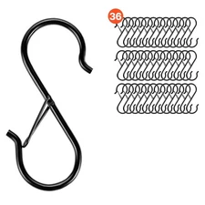 KFFKFF 36 Pack S Hooks Safety Buckle,39.68lbs Capacity,Fits Bars up to 0.85Inch