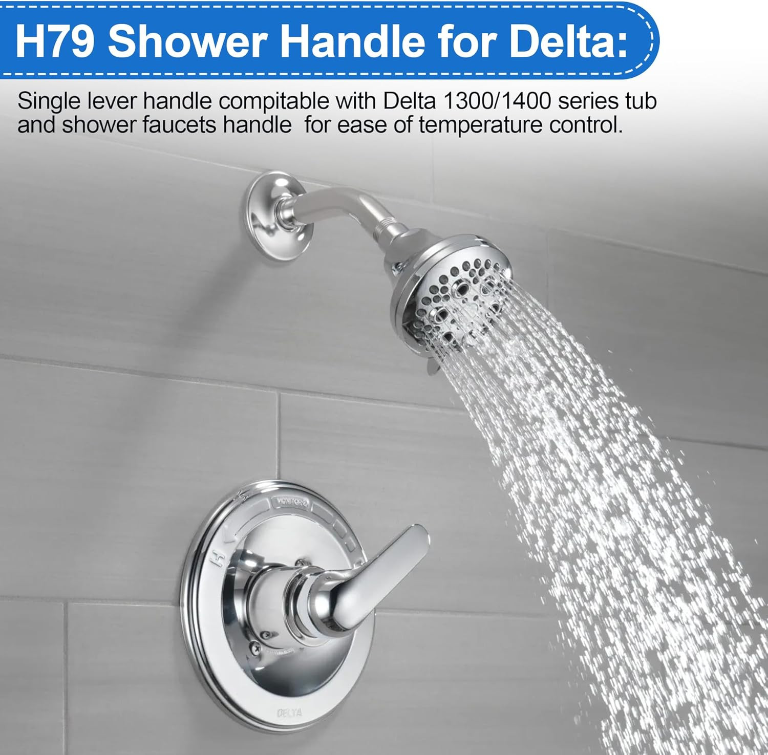 H79 Shower Handle Compatible with Delta Tub & Shower Single Metal Lever Handle,