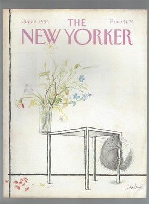 New Yorker Magazine COVER ONLY June 5 1989 Ronald Searle Scared Black Cat & Vase