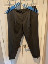 EUC Mens CHAPS Dress Pants charcoal pin stripe 100% wool 40x30 617