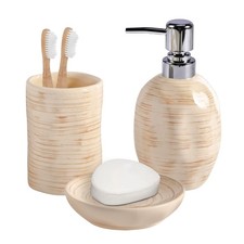 Bathroom Accessory Set of 3, Ceramic Bathroom Complete -Toothbrush Holders, S...