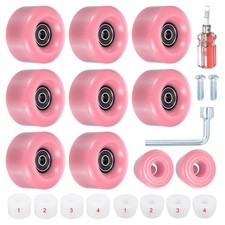 Roller Skate Wheels Set Skate Wheels with Bearings Skate Brakes Pink 58x32mm