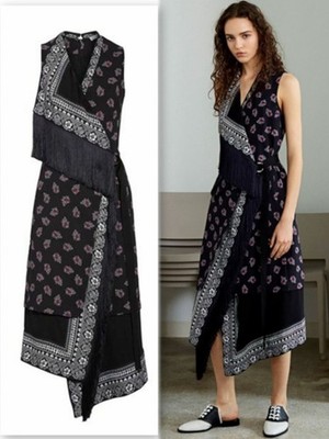 Altuzarra Sleeveless Bandana Print Silk Midi Dress Size 34 US 0 Retails $2395