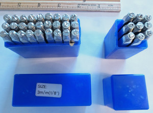 Metal Letter Number Stamp Punch Set Plastic Cases Alphabet 3m/m (1/8”)