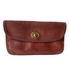 Coach Turnlock Case Clutch British Tan Leather Wallet Pouch Vintage  7171
