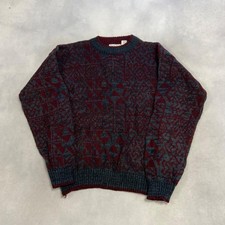 Vintage Knitted Jumper Abstract Patterned Grandad Knit Sweater, Brand Is Sears