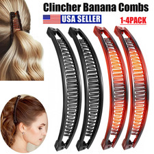 4 Women Clincher Combs Banana Combs Banana Clip Grip Fishtail Fish Hair Clip US