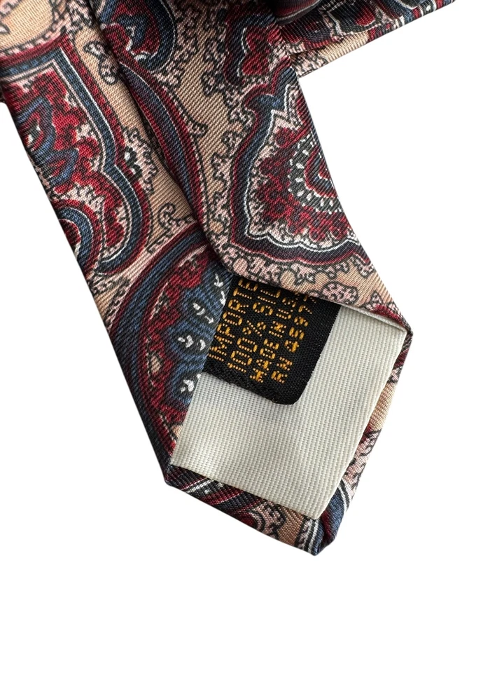 Corbata Pietro di Como Para Hombre Seda Paisley Rojo Azul Beige Formal Hecha a Mano Italia Foto 4 de 4