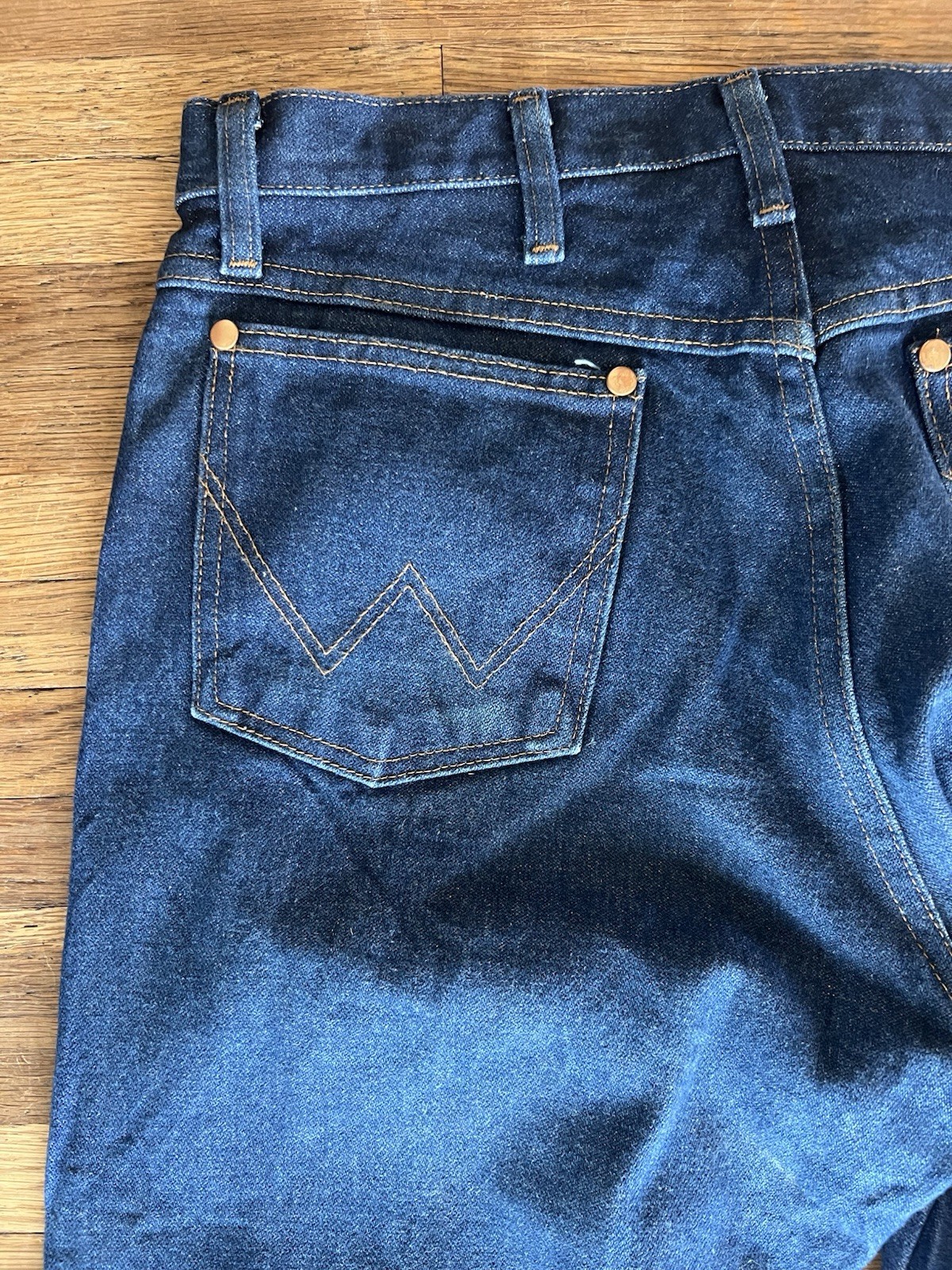 Wrangler 13MWZ Jeans Men's (Fits 32X32) Cowboy Cut Rodeo Distressed Blue Denim thumbnail 8