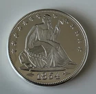 1 Oz .999 Fine Silver Round 1854 Seated Liberty Design Proof Cameo
