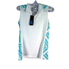 Adidas Womens White/Teal Collared Sleeveless Polo Shirt Size LNWT
