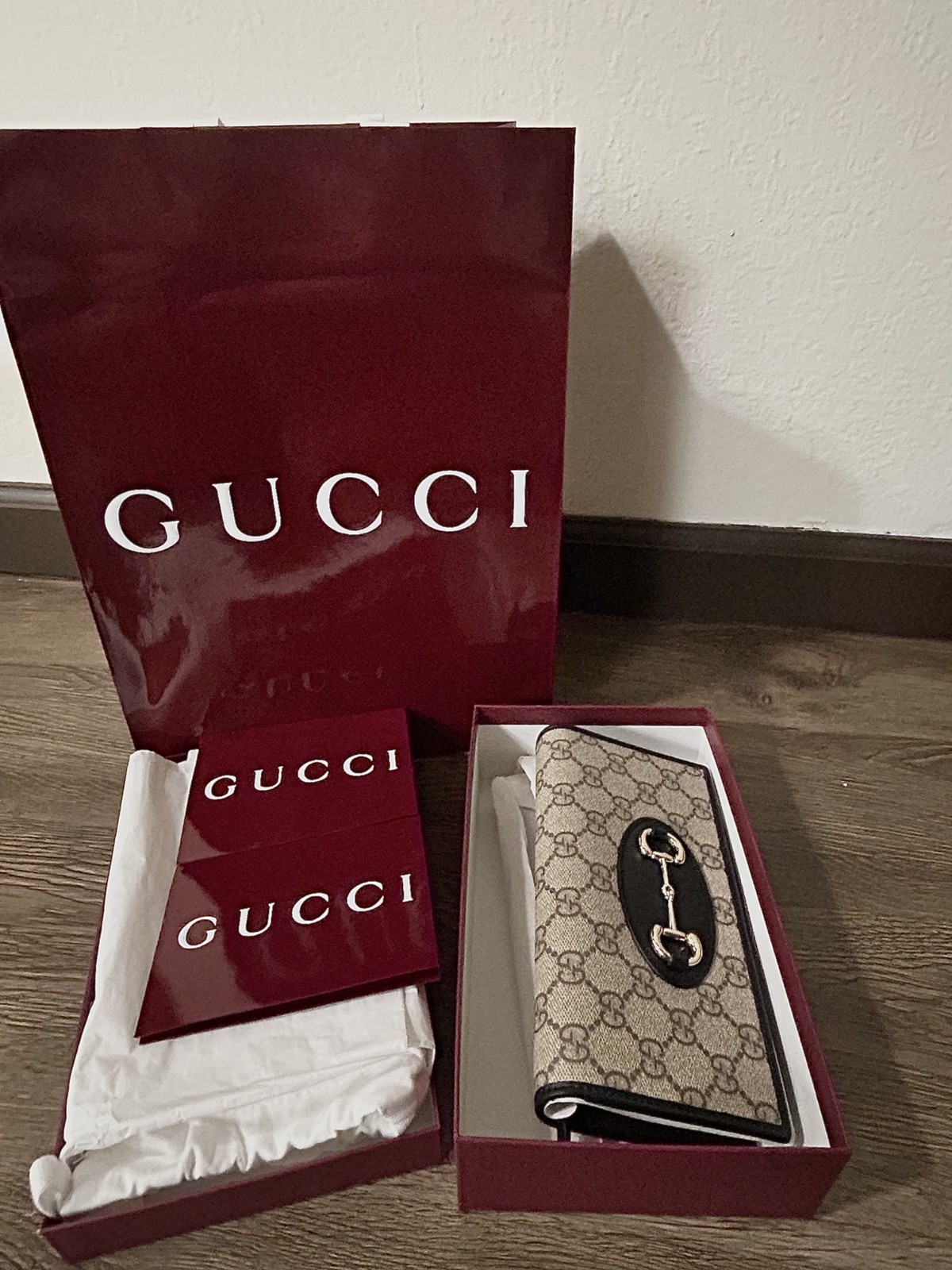 Gucci Horsebit 1955 Chain Wallet GG Coated Canvas