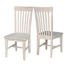 IC International Concepts Set of 2 Tall Mission Chairs Real/Solid Parawood, K...
