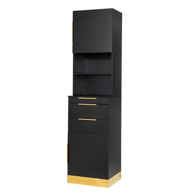 Multi-Functional Barber Styling Station w/ Cabinet, Shelf, Dryer Holders, Drawer