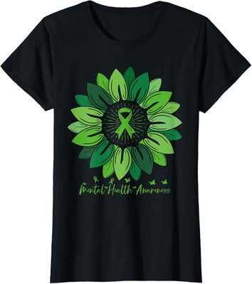 Sunflower Mental Health Awareness Month Support Ladies' Crewneck T-Shirt