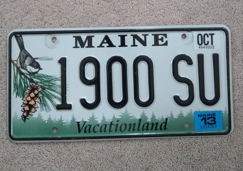 2013 Maine License Plate 1900 SU - Vacationland