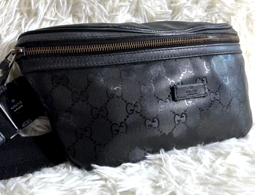 GUCCI GG Black Waist Pouch Bum Bag Shoulder Belt Pack Women 233269