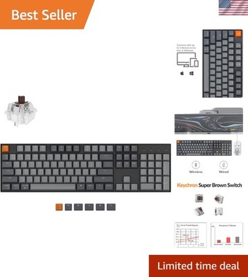 K10 Full Size 104 Keys Bluetooth Wireless Mechanical Gaming Keyboard for Mac ...
