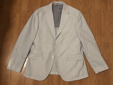 J Crew 40S Crosby Classic Cotton Suit Blazer Jacket Blue White Stripe