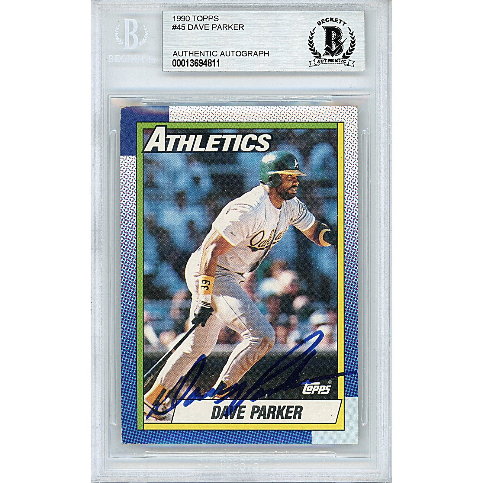 Dave Parker Oakland Athletics Auto 1990 Topps Baseball Card Signed BAS Auth Slab