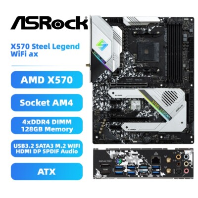 HOT Ryzen Asrock X570 Steel Legend Wifi Ax Am4 ASRock X570