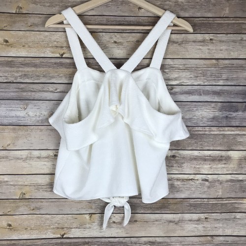 Madewell Texture & Thread Ruffle Tie Front Tank Bright Ivory Boho Sz L - Picture 8 of 8